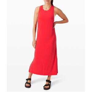 Lululemon Ease of It All Midi Dress Carnation Red On The Move Resort Beach Sz 8